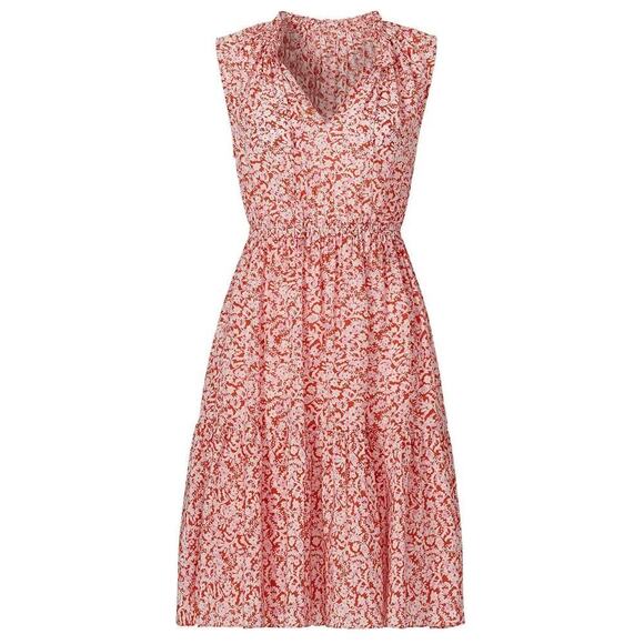 Rebecca Taylor Provence Block Dress Silk Sleeveless Floral Red Combo Size 2 - Picture 2 of 12